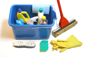 Средства и необходимые инструменты для мытья окон.