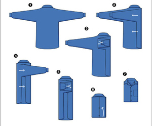 Уложить рубашку можно несколькими способами, на схеме один из них.